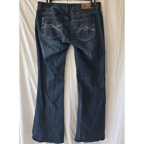 Nine Planet Jeans Wide Leg Dark Wash Size 13 With Embellished Back Pockets - Picture 5 of 16